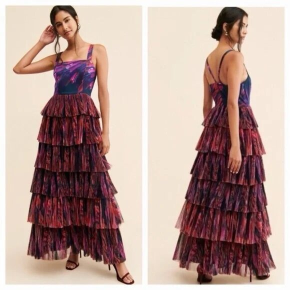 Anthropologie Hutch Avani Maxi Tiered Dress Size 10P Worn Once